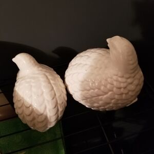 Charming White Ceramic Bird Sculptures